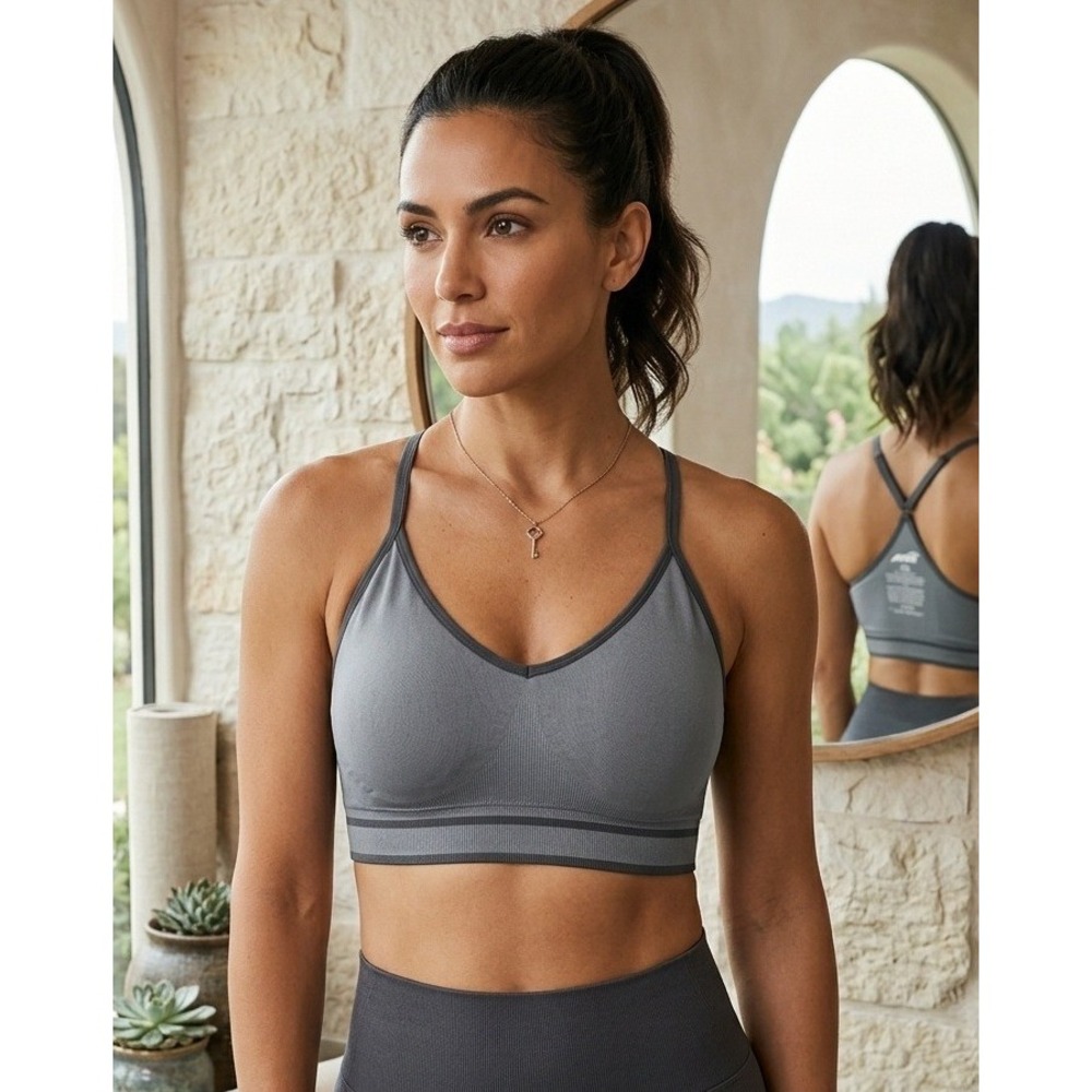 AVIA Seamless Adjustable Racerback Sports Bra Women's XXL Gray AV20217 Yoga Gym